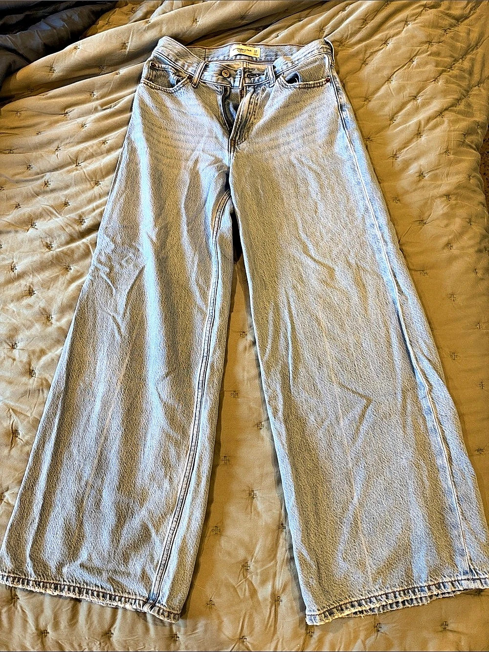 Abercrombie & Fitch The Wide Leg High Rise Jeans Light Blue size 24 short